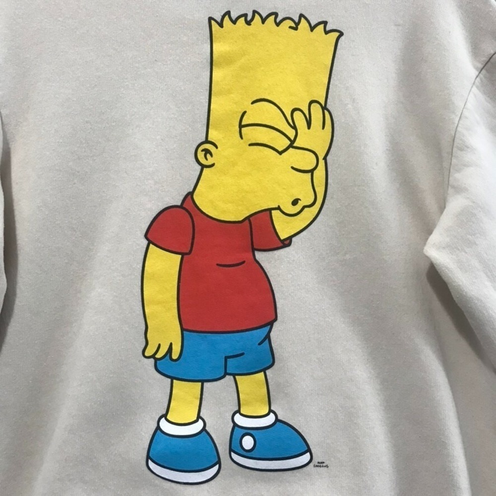 The Simpsons Bart Hoodie Adult Size S Sweatshirt Twentieth Century Ivory
